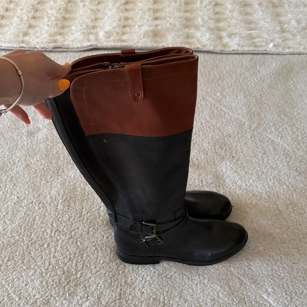 Marc Fisher Black and Tan Winter Boots